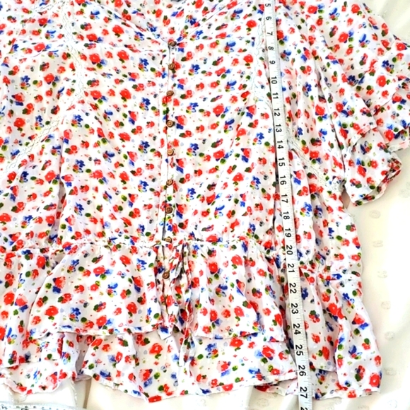 Caffe Marrakesh floral ruffle boho button down blouse size XL - Picture 8 of 9